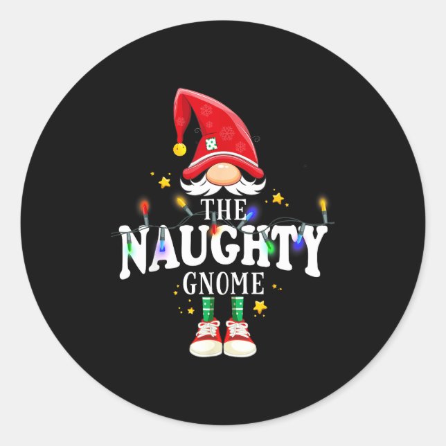 Adesivo Redondo Christmas The Naughty Gnome X-mas Matching Pjs  (Frente)