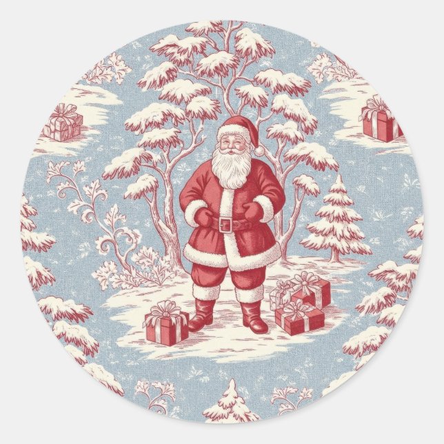 Adesivo Redondo Christmas toile Santa  (Frente)