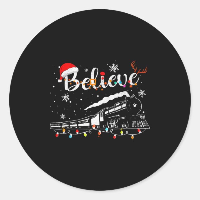 Adesivo Redondo Christmas Train Christmas Believe Express Xmas San (Frente)