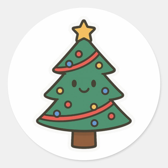 Adesivo Redondo Christmas tree (Frente)