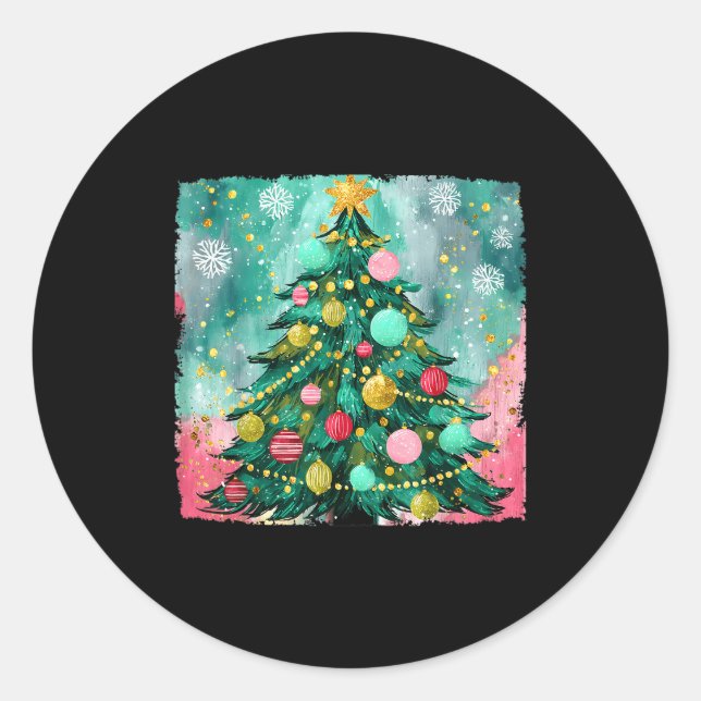 Adesivo Redondo Christmas Tree Ornaments Holiday Xmas Lights Men W (Frente)