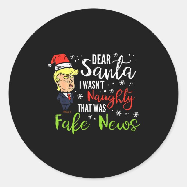 Adesivo Redondo Christmas Trump Dear Santa Fake News Funny Xmas  (Frente)