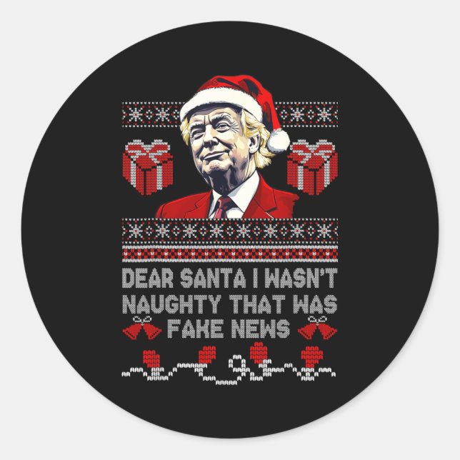Adesivo Redondo Christmas Trump Dear Santa Fake News Funny Xmas Me (Frente)