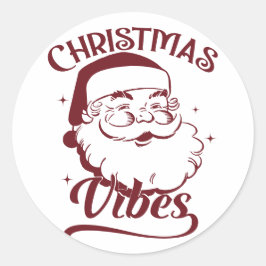 Adesivo Redondo Christmas Vibes Vintage Design
