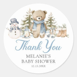 Adesivo Redondo Christmas Winter Baby Shower Favor