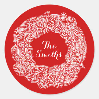 Adesivo Redondo Christmas Wreath Classic Round Sticker