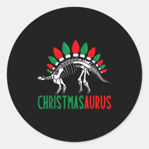 Adesivo Redondo Christmasaurus Dinossauro de Natal Fofo Árvore Rex
