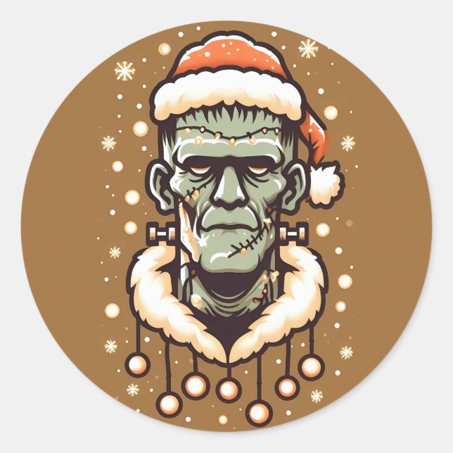 Adesivo Redondo Christmassy Frankenstein (Frente)