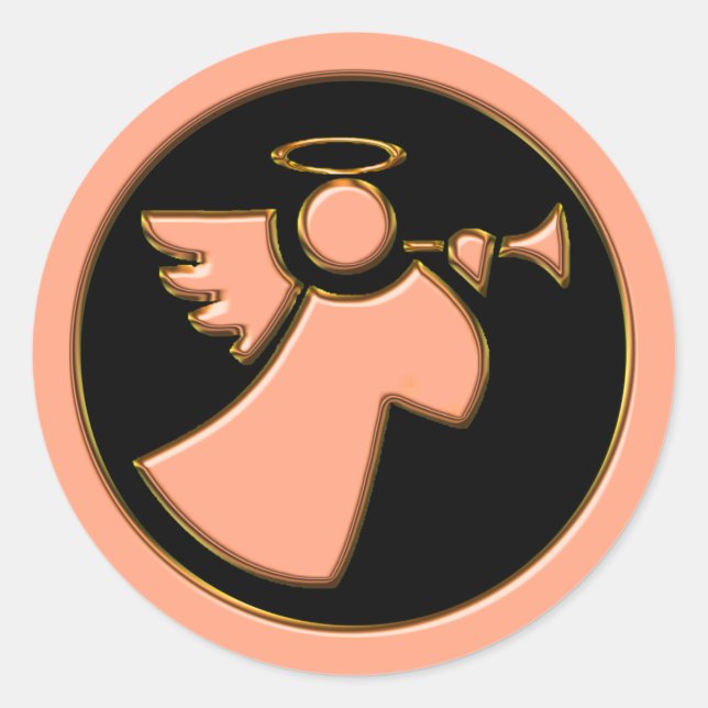 ADESIVO REDONDO CHROME ANGEL COM TRUMPET (Frente)