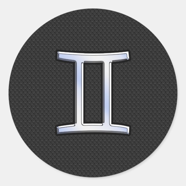 Adesivo Redondo Chrome Como Gemini Sinal Zodiac (Frente)