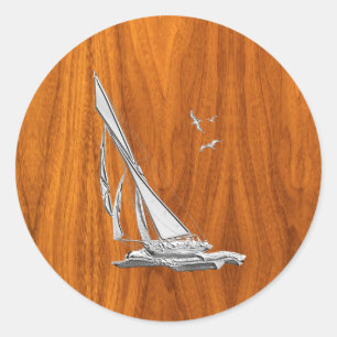 Adesivo Redondo Chrome Like Sailboat no Teak Veneza