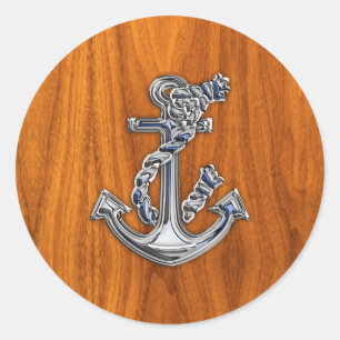 Adesivo Redondo Chrome Rope Anchor em Teak Veneza