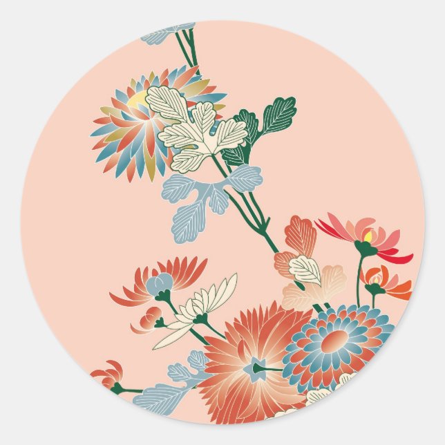 Adesivo Redondo Chrysanthemum Japonês (Frente)