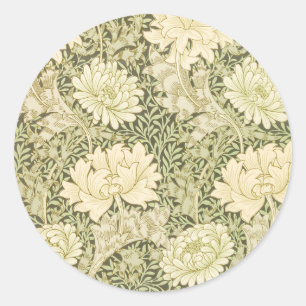Adesivo Redondo Chrysanthemum por William Morris, Vintage Art