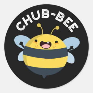 Adesivo Redondo Chub-Bee Engraçado Chubby Bee Pun Dark BG