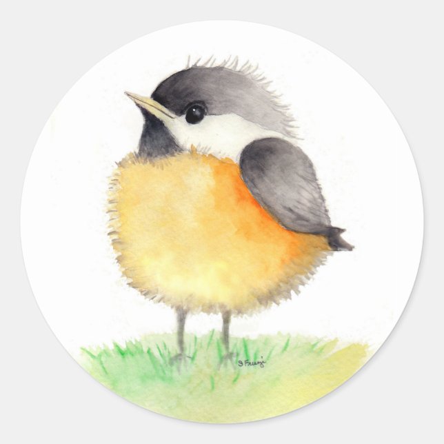Adesivo Redondo Chubby Little Chickadeer Sticker (Frente)