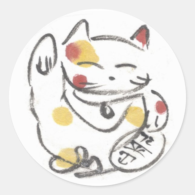 Adesivo Redondo Chubby Maneki Neko Stickers (Frente)