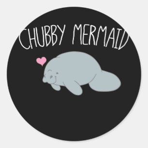 Adesivo Redondo Chubby Mermaid Manatee Sea Cow