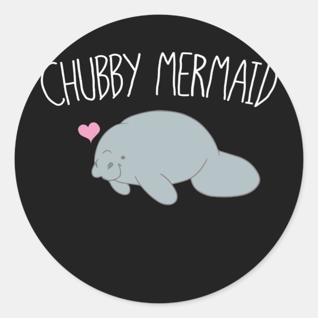 Adesivo Redondo Chubby Mermaid Manatee Sea Cow (Frente)