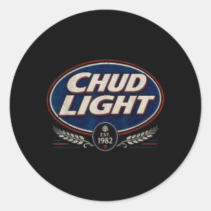 Adesivo Redondo Chud Light Engraçado Paródia Cerveja Estilo Humor