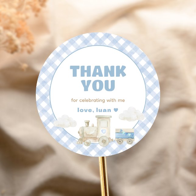 Adesivo Redondo Chugga Chugga Train Birthday  (Train Boy Birthday Party Sticker)