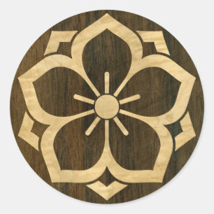 Adesivo Redondo Chuinyaekikyo Japonês Kamon Cherry Blossom Madeira