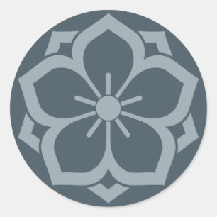 Adesivo Redondo Chuinyaekikyo Kamon Cherry Blossom Blue