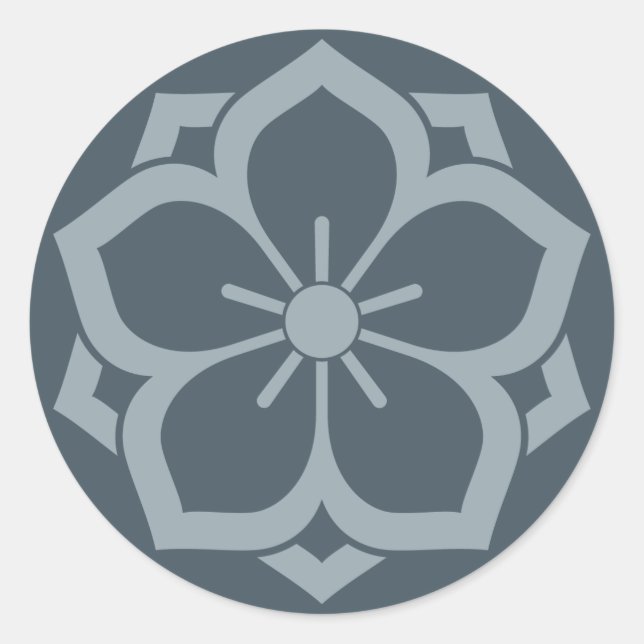 Adesivo Redondo Chuinyaekikyo Kamon Cherry Blossom Blue (Frente)