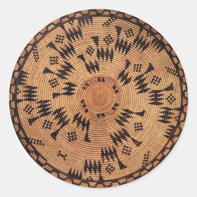 Adesivo Redondo Chumash Native American Art Round Sticker (Frente)