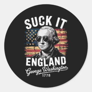 Adesivo Redondo Chupa Inglaterra 4 de Julho George Washington 1776