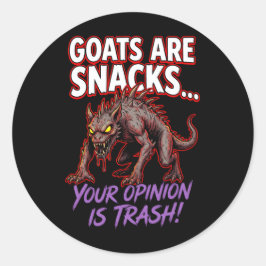 Adesivo Redondo Chupacabra Goats Are Snacks Funny Cryptid Humor