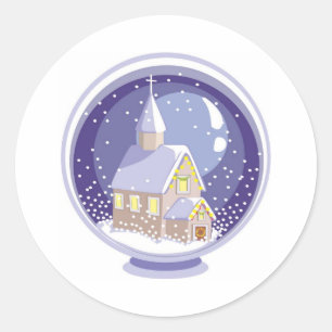 Adesivo Redondo Church Snow Globe