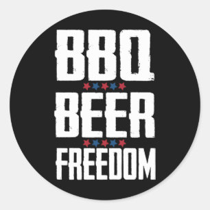 Adesivo Redondo Churrasco Beer Freedom Sticker