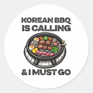Adesivo Redondo Churrasco coreano Engraçado Comida de Byrbecue na