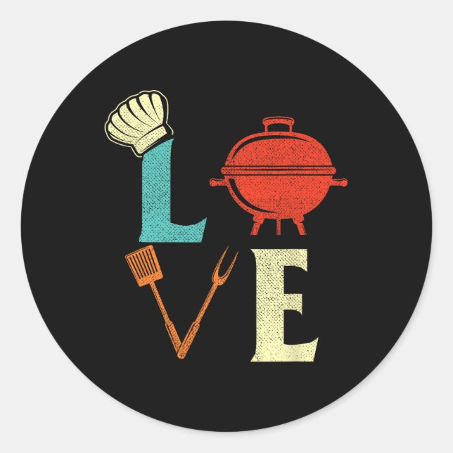 Adesivo Redondo Churrasco de amor sobre Pitmaster Griling Barbecue (Frente)