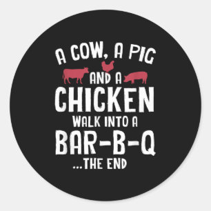 Adesivo Redondo Churrasco de Bar Fumado Engraçado Engraçado