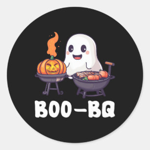 Adesivo Redondo Churrasco Divertido Rbecue Boo Ghost Halloween Cor