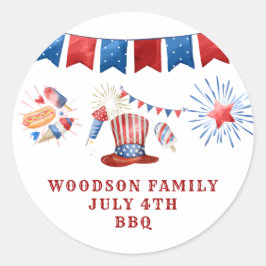 Adesivo Redondo Churrasco do nome da família