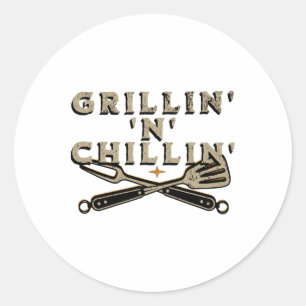 Adesivo Redondo Churrasco Exterior e Grillin Fumante n' C