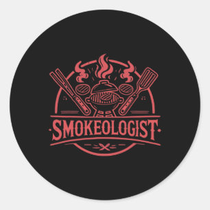 Adesivo Redondo Churrasco fumante Ferramentas fumantes de carne Gr