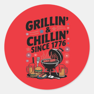 Adesivo Redondo churrasco "Grillin' & Chillin' Desde 1776"