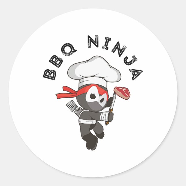 Adesivo Redondo Churrasco Ninja (Frente)