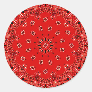 Adesivo Redondo CHURRASCO Red Paisley Western Bandana Scarf Impres