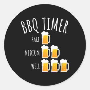 Adesivo Redondo Churrasco Timer Beer Bebendo Engraçado