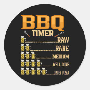 Adesivo Redondo Churrasco Timer Raw Moedas Médias Bem Feitas Amant