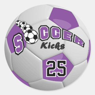 Adesivo Redondo Chutes de Futebol Roxo