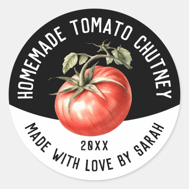 Adesivo Redondo Chutney de Tomate Comestível Caseiro (Frente)