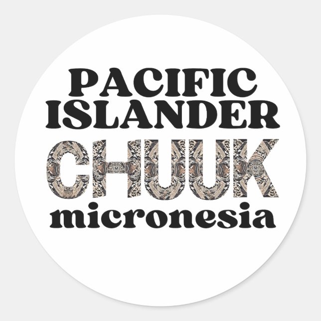 Adesivo Redondo Chuuk Chuukese Ilhas do Pacífico Micronésia (Frente)