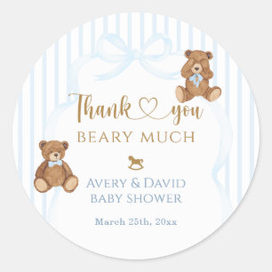 Adesivo Redondo Chuva Azul Baby Shower Elegante Listra
