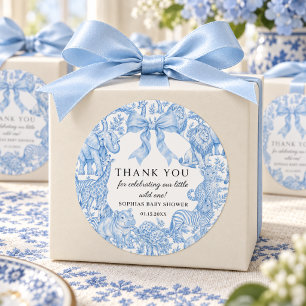 Adesivo Redondo Chuva Azul de Toile de Jouy Safari Menino Baby Sho